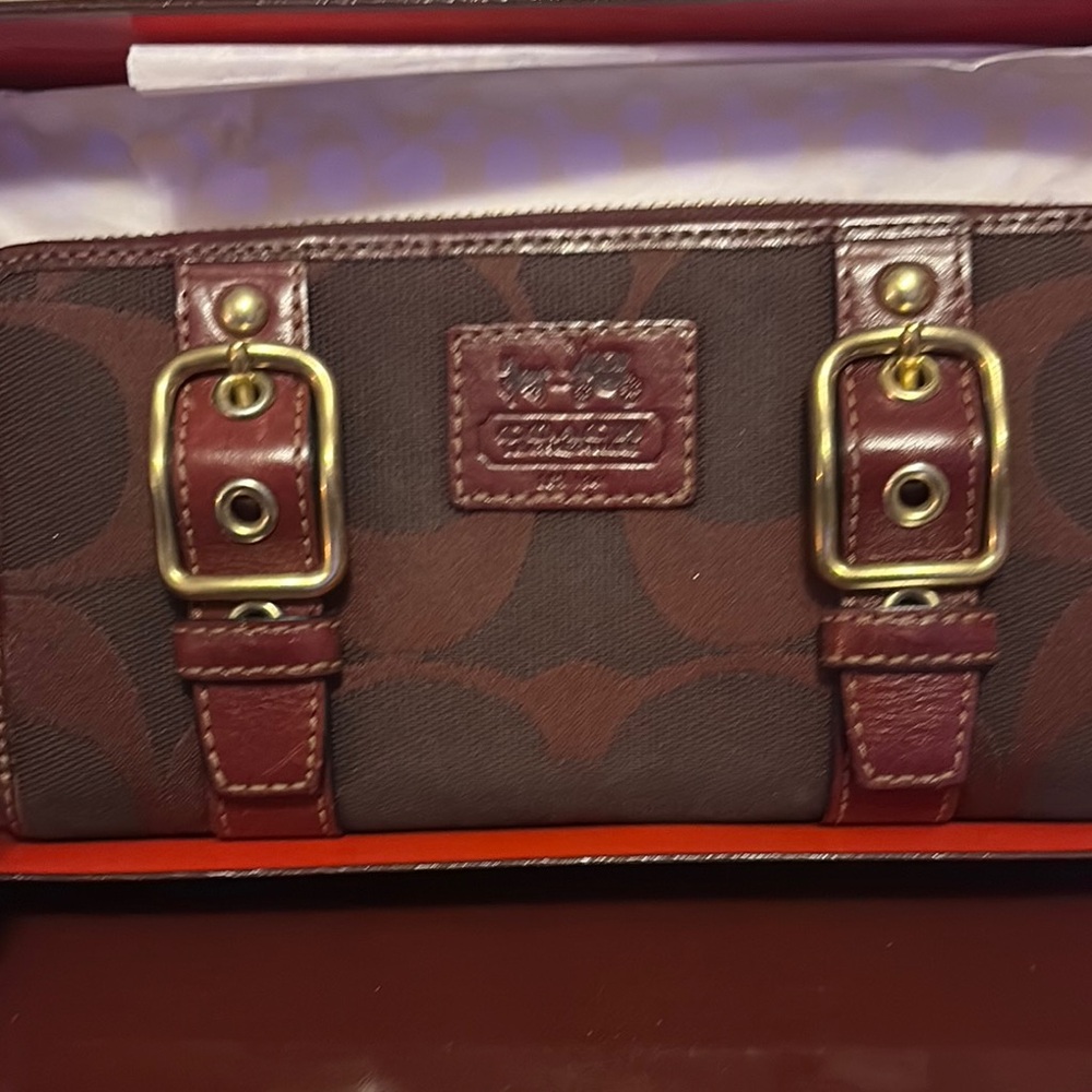 Coach Brown and Burgundy Clutch